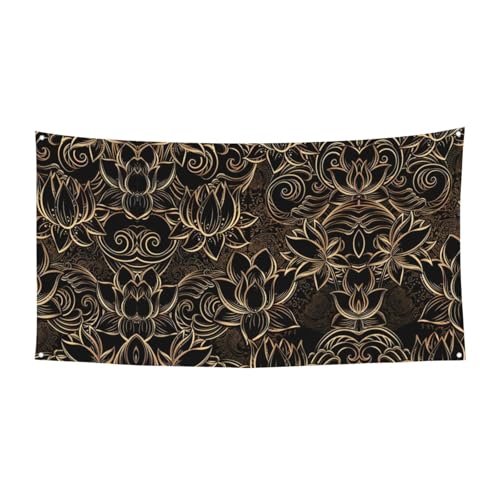 Boho Gold Lotus Blumen Druck Outdoor Indoor Banner Urlaub Dekoratives Schild mit 4 Metallösen Festliche Atmosphäre Maker Boho Gold Lotus Blumen Druck Outdoor Indoor Banner Urlaub Dekoratives Schild mit 4 Metallösen Festliche Atmosphäre Maker von SDEGTHO