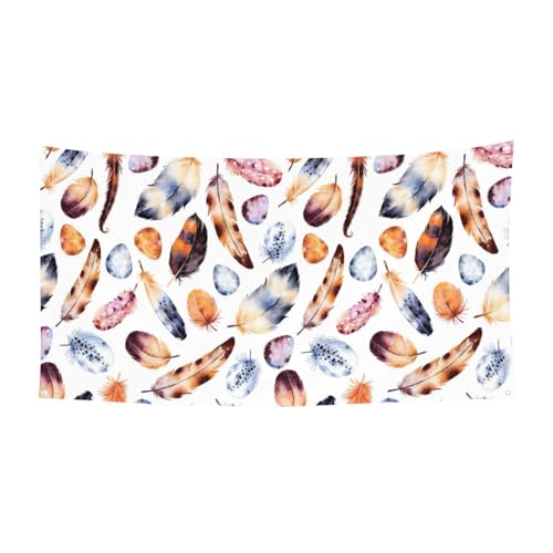 Buntes Pfauenfeder-Druck, Halloween-Weihnachts-Banner, Dekoration, für drinnen und draußen, zum Aufhängen, Partyschild, farbecht, für wiederholten Gebrauch Buntes Pfauenfeder-Druck, Halloween-Weihnachts-Banner, Dekoration, für drinnen und draußen, zum Aufhängen, Partyschild, farbecht, für wiederholten Gebrauch von SDEGTHO