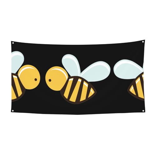 Cartoon Bee Printing Outdoor Indoor Banner, Holiday Decorative Sign With 4 Metal Grommets, Festive Atmosphere Maker von SDEGTHO