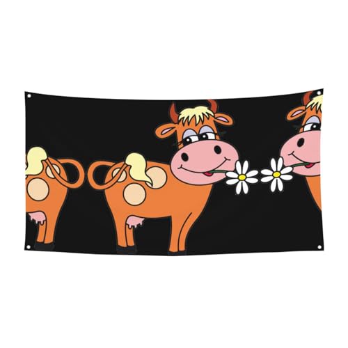 Cartoon Cute Cow Printing Outdoor Indoor Banner, Holiday Decorative Sign With 4 Metal Grommets, Festive Atmosphere Maker von SDEGTHO