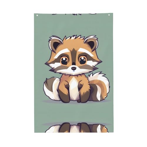 Cartoon-Flagge mit niedlichem Waschbär, lebendige Farben, 60 x 91 cm, für den Außenbereich, Banner mit Ösen, hochwertiges Polyester von SDEGTHO