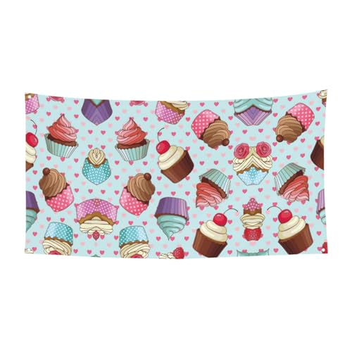 Cupcake-Motivdruck für den Innen- und Außenbereich, dekoratives Schild mit 4 Metallösen, festliche Atmosphäre von SDEGTHO