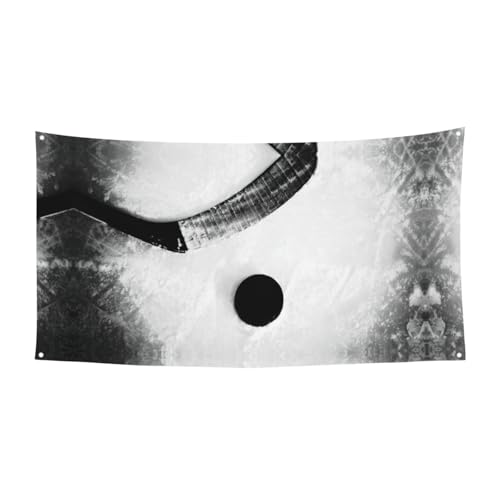 Eishockey-Kunstdruck für drinnen und draußen, dekoratives Schild mit 4 Metallösen, festliche Atmosphäre von SDEGTHO
