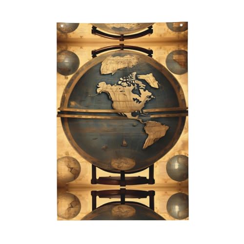 Flagge der antiken Weltkugel in lebendigen Farben, 60 x 91 cm, für den Außenbereich, Banner mit Ösen, hochwertiges Polyester von SDEGTHO