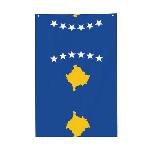 Flagge des Kosovo, lebendige Farben, 60 x 91 cm, für den Außenbereich, Banner mit Ösen, hochwertiges Polyester Flagge des Kosovo, lebendige Farben, 60 x 91 cm, für den Außenbereich, Banner mit Ösen, hochwertiges Polyester von SDEGTHO