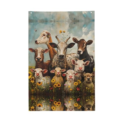 Flagge mit Bauernhoftieren in lebendigen Farben, 60 x 91 cm, für den Außenbereich, Banner mit Ösen, hochwertiges Polyester Flagge mit Bauernhoftieren in lebendigen Farben, 60 x 91 cm, für den Außenbereich, Banner mit Ösen, hochwertiges Polyester von SDEGTHO