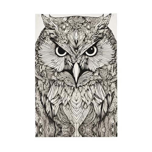 Flagge mit Eulen, Vögeln, lebendige Farben, 60 x 91 cm, für den Außenbereich, Banner mit Ösen, hochwertiges Polyester von SDEGTHO