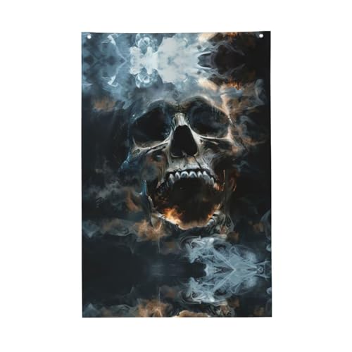 Flagge mit Horror-Geisterschädel in lebendigen Farben, 60 x 91 cm, für den Außenbereich, Banner mit Ösen, hochwertiges Polyester Flagge mit Horror-Geisterschädel in lebendigen Farben, 60 x 91 cm, für den Außenbereich, Banner mit Ösen, hochwertiges Polyester von SDEGTHO