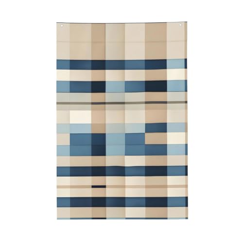 Flagge mit quadratischem Muster, lebendige Farben, 60 x 91 cm, für den Außenbereich, Banner mit Ösen, hochwertiges Polyester, Blau / Beige von SDEGTHO
