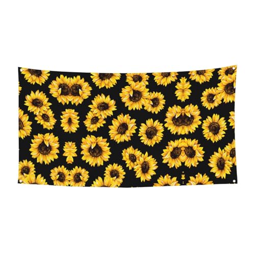 Frühlings-Sonnenblumen, Retro-Blumendruck, für den Innen- und Außenbereich, dekoratives Schild mit 4 Metallösen, festliche Atmosphäre von SDEGTHO