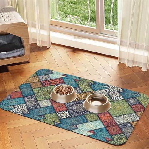 Futtermatte für Hunde, Katzen, Haustiere, saugfähige Leder-Tischdecke, 60 x 40 cm, Mandala-Druck Futtermatte für Hunde, Katzen, Haustiere, saugfähige Leder-Tischdecke, 60 x 40 cm, Mandala-Druck von SDEGTHO