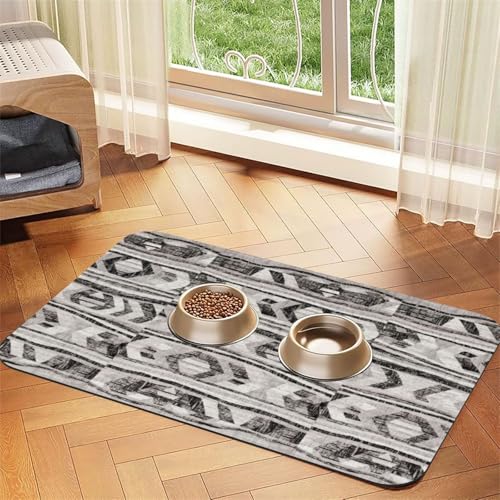 Futtermatte für Hunde und Katzen, saugfähig, Leder, 60 x 40 cm, Grau von SDEGTHO