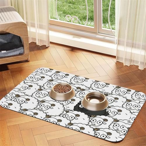Futtermatte für Hunde und Katzen, saugfähig, Leder, 60 x 40 cm, Schwarz / Weiß Futtermatte für Hunde und Katzen, saugfähig, Leder, 60 x 40 cm, Schwarz / Weiß von SDEGTHO