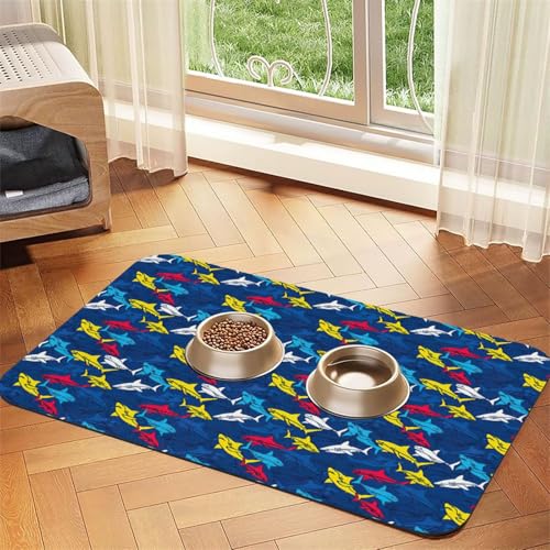 Futtermatte für Hunde und Katzen, saugfähig, Leder, Hai-Druck, 60 x 40 cm, Katze und Hund Futtermatte für Hunde und Katzen, saugfähig, Leder, Hai-Druck, 60 x 40 cm, Katze und Hund von SDEGTHO