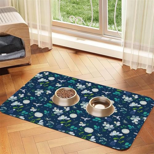 Futtermatte für Hunde und Katzen, saugfähige Leder-Tischdecke, 60 x 40 cm, Motiv: Gras und Taube von SDEGTHO