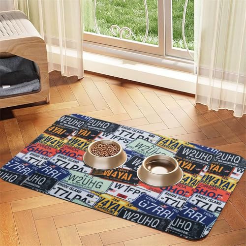 Futtermatte für Hunde und Katzen, saugfähige Leder-Tischdecke, 60 x 40 cm, Motiv: Katze und Hund von SDEGTHO