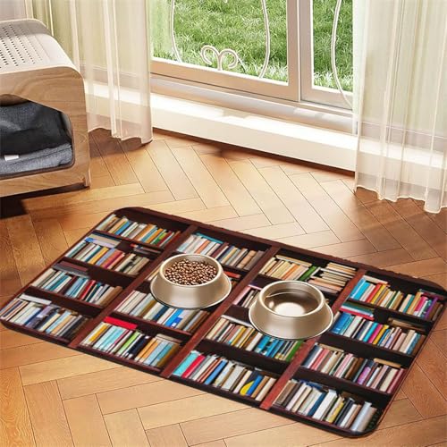 Futtermatte für Hunde und Katzen, saugfähige Leder-Tischdecke, 60 x 40 cm, Motiv: Katze und Hund von SDEGTHO