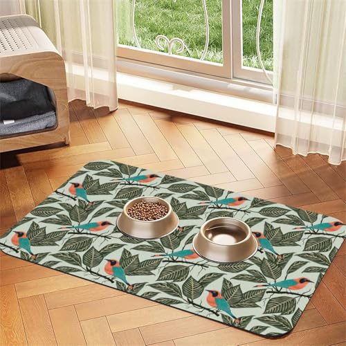 Futtermatte mit tropischen Pflanzen für Hunde, Katzen, Haustiere, saugfähig, Leder, Tischdecke, 60 x 40 cm, Katze und Hund Futtermatte mit tropischen Pflanzen für Hunde, Katzen, Haustiere, saugfähig, Leder, Tischdecke, 60 x 40 cm, Katze und Hund von SDEGTHO