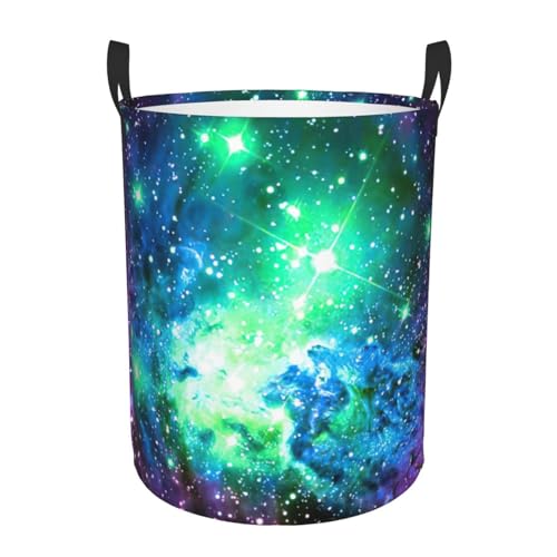 Grüner blau-violetter Galaxie-Druck, bequem, mit Griffen, Aufbewahrungskörbe für Büro, Schlafzimmer von SDEGTHO