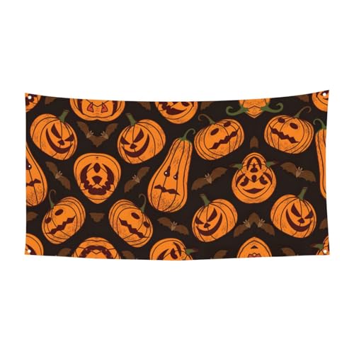 Halloween-Kürbis-Druck für drinnen und draußen, dekoratives Schild mit 4 Metallösen, festliche Atmosphäre Halloween-Kürbis-Druck für drinnen und draußen, dekoratives Schild mit 4 Metallösen, festliche Atmosphäre von SDEGTHO