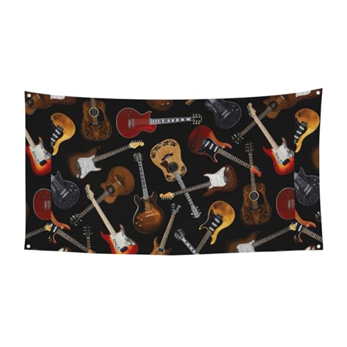 Halloween-Weihnachtsbanner mit Gitarren-Druck, Dekoration für drinnen und draußen, zum Aufhängen, Partyschild, farbecht, für wiederholten Gebrauch Halloween-Weihnachtsbanner mit Gitarren-Druck, Dekoration für drinnen und draußen, zum Aufhängen, Partyschild, farbecht, für wiederholten Gebrauch von SDEGTHO