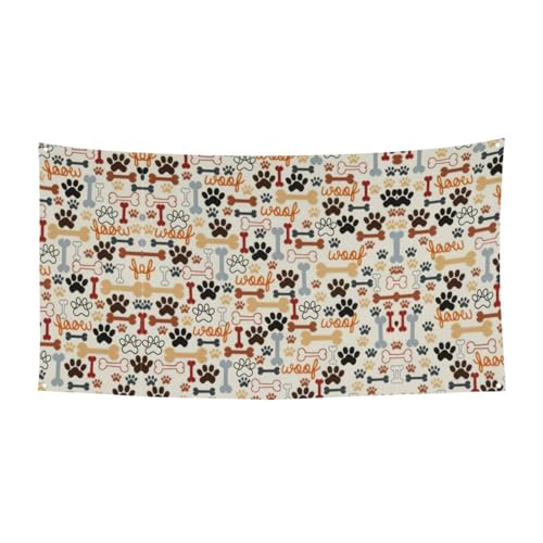 Hundeknochen Pfotenabdrücke Druck Outdoor Indoor Banner Urlaub dekoratives Schild mit 4 Metallösen, festliche Atmosphäre Maker von SDEGTHO