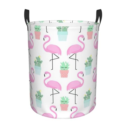 Korb mit tropischem Flamingo, niedlicher Kaktusdruck, bequem, stehend, mit Griffen, Aufbewahrungslösung für mehrere Räume für Büro, Schlafzimmer Korb mit tropischem Flamingo, niedlicher Kaktusdruck, bequem, stehend, mit Griffen, Aufbewahrungslösung für mehrere Räume für Büro, Schlafzimmer von SDEGTHO