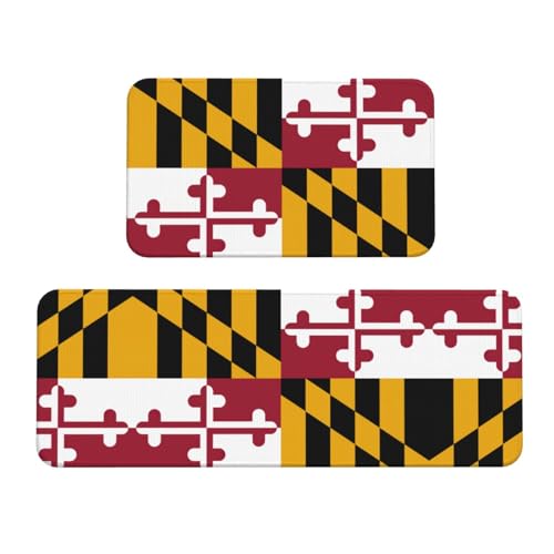 Küchenmatten mit Maryland-Staatsflagge, 2 Stück, gepolsterte Küchenmatten für Boden, rutschfeste Matte für Küche, Boden von SDEGTHO