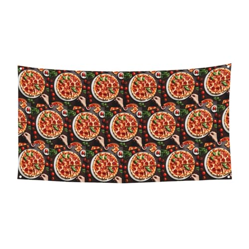 Pizza-Lebensmittel-Druck, Halloween-Weihnachts-Banner, Dekoration, für drinnen und draußen, zum Aufhängen, Partyschild, farbecht, für wiederholten Gebrauch Pizza-Lebensmittel-Druck, Halloween-Weihnachts-Banner, Dekoration, für drinnen und draußen, zum Aufhängen, Partyschild, farbecht, für wiederholten Gebrauch von SDEGTHO