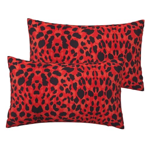 Red Leopard Pattern Printing Soft Imitation Linen Bed Pillow Cases Queen Size 30,5 x 50,8 cm, Set mit 2 Standard-Kissenbezügen Red Leopard Pattern Printing Soft Imitation Linen Bed Pillow Cases Queen Size 30,5 x 50,8 cm, Set mit 2 Standard-Kissenbezügen von SDEGTHO