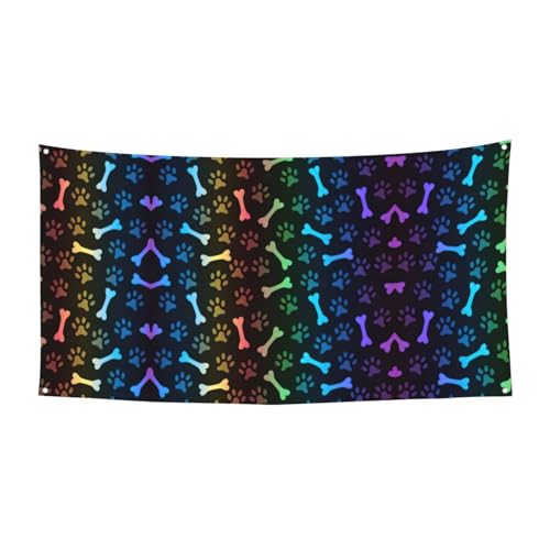 Regenbogen Hund Katze Pfote Druck Outdoor Indoor Banner Urlaub Dekoratives Schild mit 4 Metallösen, Festliche Atmosphäre Maker Regenbogen Hund Katze Pfote Druck Outdoor Indoor Banner Urlaub Dekoratives Schild mit 4 Metallösen, Festliche Atmosphäre Maker von SDEGTHO