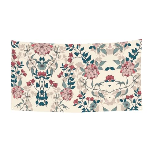 Rosa Blumen Blätter Druck Outdoor Indoor Banner Urlaub dekoratives Schild mit 4 Metallösen, festliche Atmosphäre Maker von SDEGTHO