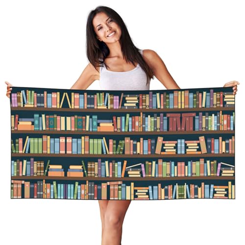SDEGTHO Cartoon-Bücherregal, Bücherwurm-Druck, Pfirsichhaut, Samt, schnell trocknend, leicht, Strandtuch für Erwachsene, für Strand, Bad, Pool, Fitnessstudio, Yoga SDEGTHO Cartoon-Bücherregal, Bücherwurm-Druck, Pfirsichhaut, Samt, schnell trocknend, leicht, Strandtuch für Erwachsene, für Strand, Bad, Pool, Fitnessstudio, Yoga von SDEGTHO
