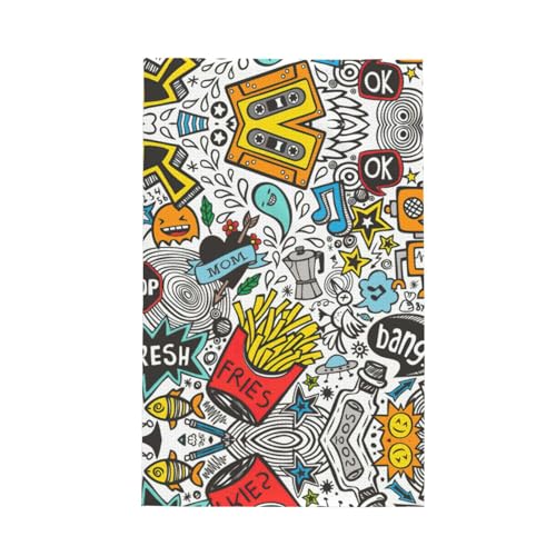 SDEGTHO Comic-Kunstdruck Waffelgewebe Küchentuch mit Aufhängeschlaufe, schnell trocknendes Tuch zum Reinigen von Geschirr, weiche Lappen von SDEGTHO