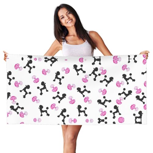 SDEGTHO Girly Rosa Parfümflasche und Pudeldruck, Pfirsichhaut, Samt, schnell trocknend, leicht, Strandtuch für Erwachsene, für Strand, Bad, Pool, Fitnessstudio, Yoga SDEGTHO Girly Rosa Parfümflasche und Pudeldruck, Pfirsichhaut, Samt, schnell trocknend, leicht, Strandtuch für Erwachsene, für Strand, Bad, Pool, Fitnessstudio, Yoga von SDEGTHO