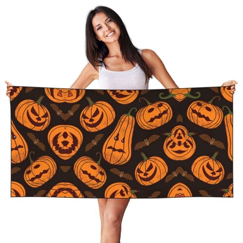 SDEGTHO Halloween-Kürbisdruck, Pfirsichhaut, Samt, schnell trocknend, leicht, Strandtuch für Erwachsene, für Strand, Bad, Pool, Fitnessstudio, Yoga SDEGTHO Halloween-Kürbisdruck, Pfirsichhaut, Samt, schnell trocknend, leicht, Strandtuch für Erwachsene, für Strand, Bad, Pool, Fitnessstudio, Yoga von SDEGTHO
