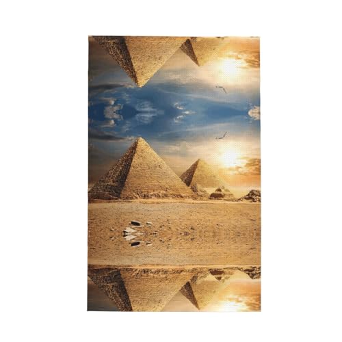 SDEGTHO Küchentuch mit ägyptischer Pyramide in Wüste, Waffelgewebe, mit Aufhängeschlaufe, schnell trocknendes Tuch zum Reinigen von Geschirr, weiche Lappen von SDEGTHO