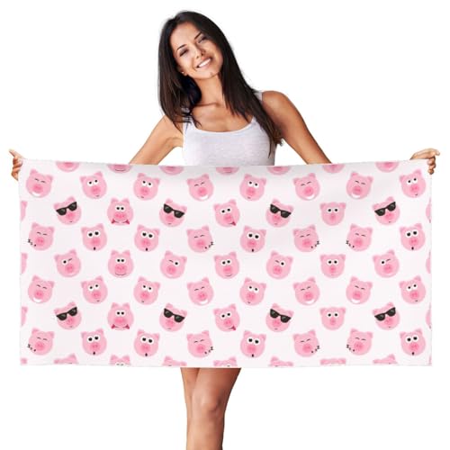 SDEGTHO Lustiges rosa Schweinegesichtsdruck, Pfirsichhaut, Samt, schnell trocknend, leicht, Strandtuch für Erwachsene, für Strand, Bad, Pool, Fitnessstudio, Yoga SDEGTHO Lustiges rosa Schweinegesichtsdruck, Pfirsichhaut, Samt, schnell trocknend, leicht, Strandtuch für Erwachsene, für Strand, Bad, Pool, Fitnessstudio, Yoga von SDEGTHO