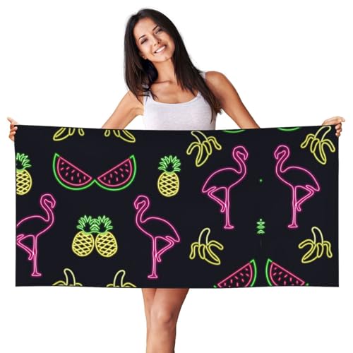 SDEGTHO Strandtuch mit Ananas-Bananen-Flamingo-Druck, Pfirsichhaut, Samt, schnell trocknend, leicht, Strandtuch für Erwachsene, für Strand, Bad, Pool, Fitnessstudio, Yoga SDEGTHO Strandtuch mit Ananas-Bananen-Flamingo-Druck, Pfirsichhaut, Samt, schnell trocknend, leicht, Strandtuch für Erwachsene, für Strand, Bad, Pool, Fitnessstudio, Yoga von SDEGTHO