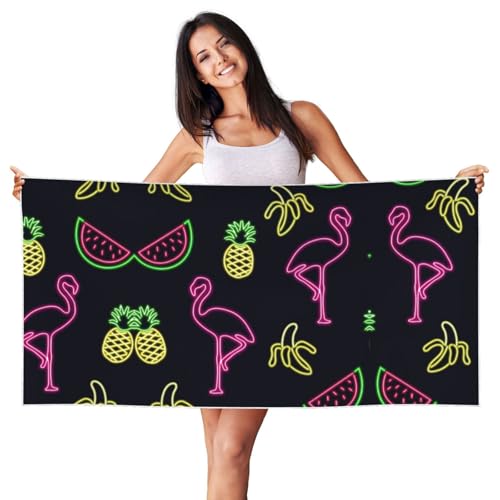 SDEGTHO Strandtuch mit Ananas-Bananen-Flamingo-Druck, Pfirsichhaut, Samt, schnell trocknend, leicht, Strandtuch für Erwachsene, für Strand, Bad, Pool, Fitnessstudio, Yoga SDEGTHO Strandtuch mit Ananas-Bananen-Flamingo-Druck, Pfirsichhaut, Samt, schnell trocknend, leicht, Strandtuch für Erwachsene, für Strand, Bad, Pool, Fitnessstudio, Yoga von SDEGTHO