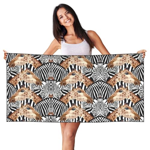 SDEGTHO Strandtuch mit Zebra- und Giraffen-Druck, Pfirsichhaut, Samt, schnell trocknend, leicht, für Erwachsene, für Strand, Bad, Pool, Fitnessstudio, Yoga SDEGTHO Strandtuch mit Zebra- und Giraffen-Druck, Pfirsichhaut, Samt, schnell trocknend, leicht, für Erwachsene, für Strand, Bad, Pool, Fitnessstudio, Yoga von SDEGTHO