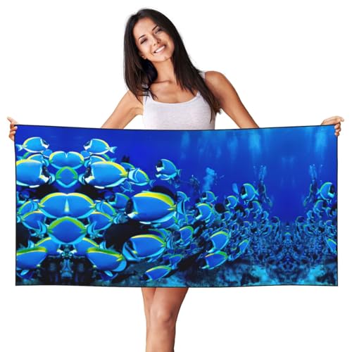 SDEGTHO Strandtuch mit blauen Fischen, Pfirsichhaut, Samt, schnell trocknend, leicht, für Erwachsene, für Strand, Bad, Pool, Fitnessstudio, Yoga SDEGTHO Strandtuch mit blauen Fischen, Pfirsichhaut, Samt, schnell trocknend, leicht, für Erwachsene, für Strand, Bad, Pool, Fitnessstudio, Yoga von SDEGTHO