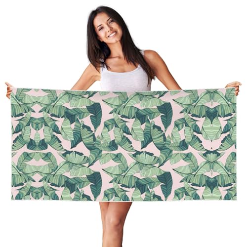 SDEGTHO Strandtuch mit grünen Palmenblättern, rosa Druck, Pfirsichhaut, Samt, schnell trocknend, leicht, Strandtuch für Erwachsene, für Strand, Bad, Pool, Fitnessstudio, Yoga SDEGTHO Strandtuch mit grünen Palmenblättern, rosa Druck, Pfirsichhaut, Samt, schnell trocknend, leicht, Strandtuch für Erwachsene, für Strand, Bad, Pool, Fitnessstudio, Yoga von SDEGTHO