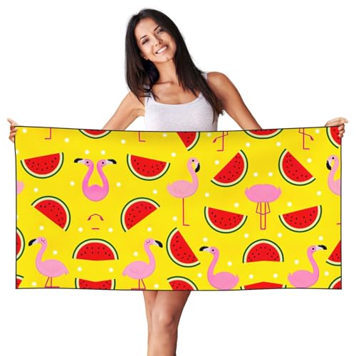 SDEGTHO Strandtuch mit rosa Flamingo- und Wassermelonen-Druck, Pfirsichhaut, Samt, schnell trocknend, leicht, Strandtuch für Erwachsene, für Strand, Bad, Pool, Fitnessstudio, Yoga SDEGTHO Strandtuch mit rosa Flamingo- und Wassermelonen-Druck, Pfirsichhaut, Samt, schnell trocknend, leicht, Strandtuch für Erwachsene, für Strand, Bad, Pool, Fitnessstudio, Yoga von SDEGTHO