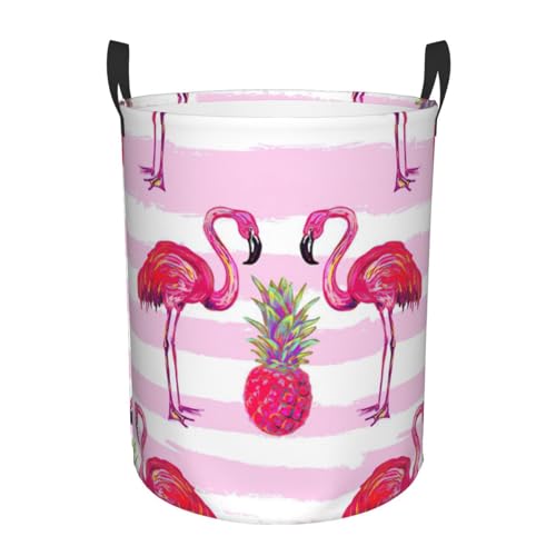 Sommerkorb mit tropischem Flamingo- und Ananas-Druck, bequem, mit Griffen, Aufbewahrungskörbe für Büro, Schlafzimmer Sommerkorb mit tropischem Flamingo- und Ananas-Druck, bequem, mit Griffen, Aufbewahrungskörbe für Büro, Schlafzimmer von SDEGTHO