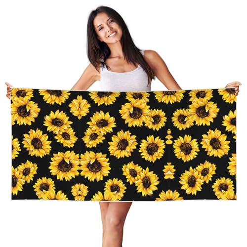 Strandtuch mit Sonnenblumen-Motiv, Pfirsichhaut, Samt, schnell trocknend, leicht, für Erwachsene, für Strand, Bad, Pool, Fitnessstudio, Yoga Strandtuch mit Sonnenblumen-Motiv, Pfirsichhaut, Samt, schnell trocknend, leicht, für Erwachsene, für Strand, Bad, Pool, Fitnessstudio, Yoga von SDEGTHO