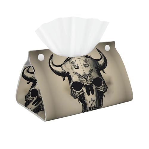 SDEGTHO Läufer Bull Totenkopf Taschentuchbox, 20 x 12 x 11,4 cm, Organizer für Badezimmer, Waschtisch, Arbeitsplatte, Büro, Weiß, Plastik, Klassisch, Rechteckig von SDEGTHO