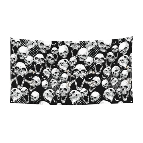 Totenkopf-Hintergrunddruck, Halloween-Weihnachts-Banner, Dekoration, für drinnen und draußen, zum Aufhängen, Partyschild, farbecht, für wiederholten Gebrauch Totenkopf-Hintergrunddruck, Halloween-Weihnachts-Banner, Dekoration, für drinnen und draußen, zum Aufhängen, Partyschild, farbecht, für wiederholten Gebrauch von SDEGTHO