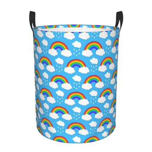 Wäschekorb mit Regenbogen-Wolken-Motiv, bequem, mit Griffen, Aufbewahrungslösung, Körbe für Büro, Schlafzimmer Wäschekorb mit Regenbogen-Wolken-Motiv, bequem, mit Griffen, Aufbewahrungslösung, Körbe für Büro, Schlafzimmer von SDEGTHO