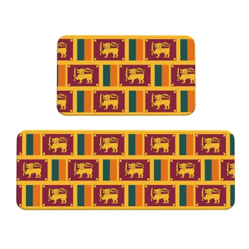 Weihnachtliche Küchenmatten mit Sri Lanka-Flagge, 2 Stück, gepolsterte Küchenmatten für Boden, rutschfeste Matte für Küche, Boden Weihnachtliche Küchenmatten mit Sri Lanka-Flagge, 2 Stück, gepolsterte Küchenmatten für Boden, rutschfeste Matte für Küche, Boden von SDEGTHO